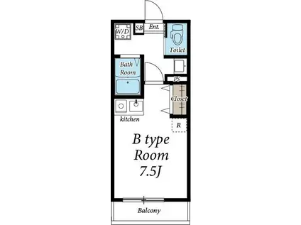ラ・ホープ高根台(ワンルーム/1階)の間取り写真
