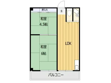 コーポサンシャイン(2LDK/3階)の間取り写真