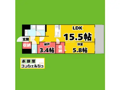 JMFレジデンス名駅南203ダウン20(1LDK/3階)の間取り写真