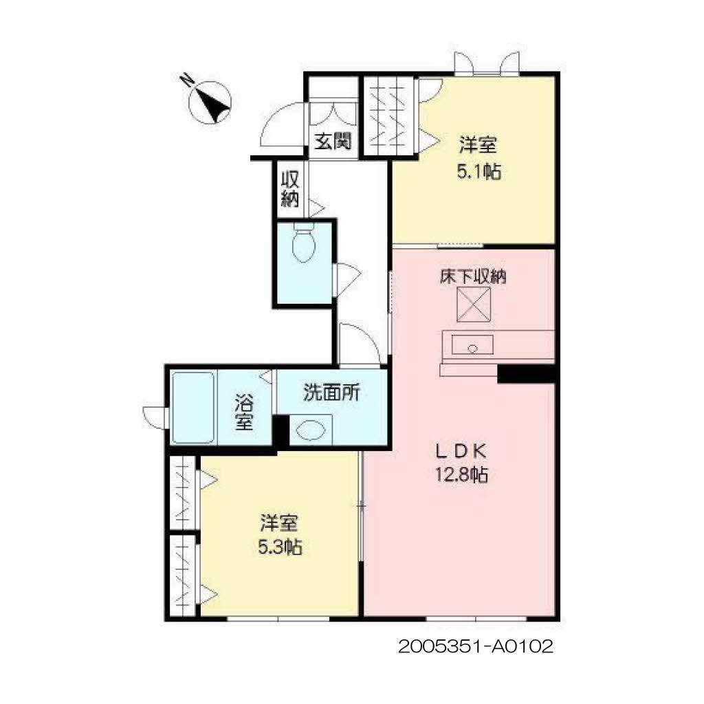 アトラス帯山 (2LDK/1階)の間取り写真