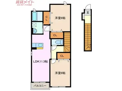 サン・ホーム誠和VII(2LDK/2階)の間取り写真