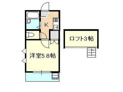 サンパレス(1K/2階)の間取り写真