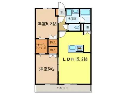 トゥールブランシュM&MI(2LDK/3階)の間取り写真