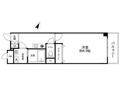 アポリア一王山(1K/3階)の間取り写真
