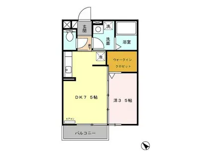 SEASIDE ウエスト(1DK/2階)の間取り写真