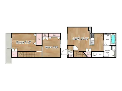 CASA MORA(2LDK/1階)の間取り写真