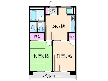 ヒサキハイツ駒岡(2DK/4階)の間取り写真