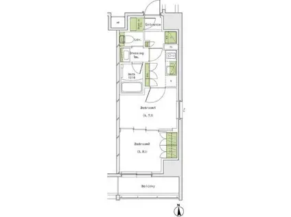 ザ・パークハビオ名古屋松原(2K/2階)の間取り写真