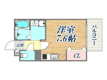 ルミエール千守(ワンルーム/1階)の間取り写真