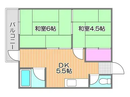 大重ビル(2DK/3階)の間取り写真