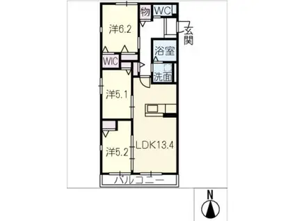 HEIM MAISON 庄内通駅東 A棟(3LDK/2階)の間取り写真