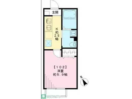 リヴェールフジ(1K/1階)の間取り写真