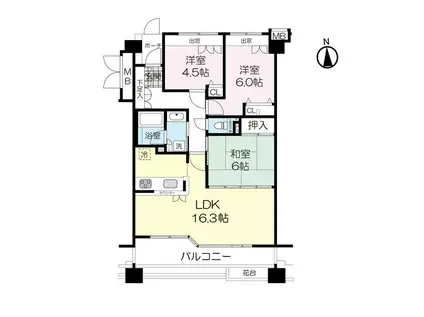 八乙女中央シティハウス 402(3LDK/4階)の間取り写真