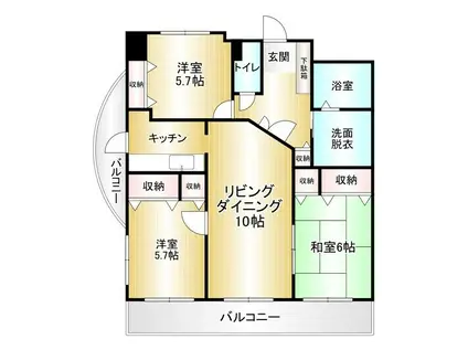 パークサイド立岩(3LDK/6階)の間取り写真