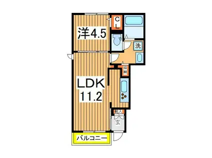 ヤングウッズ柏の葉Ⅰ(1LDK/1階)の間取り写真