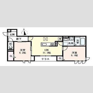 D-ROOM緑橋(2LDK/1階)の間取り写真