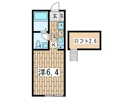 コリーヌブラン(1K/2階)の間取り写真