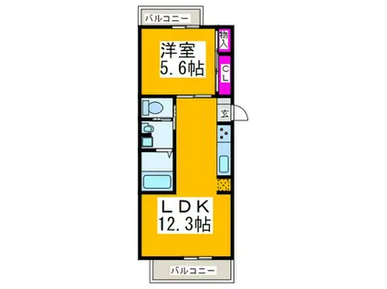 COLORATO狭山(1LDK/1階)の間取り写真
