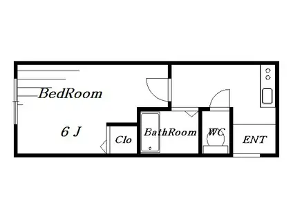 Sコンフォート朝日ヶ丘(1K/1階)の間取り写真