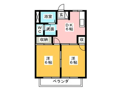 ハイツ井出 A(2DK/2階)の間取り写真