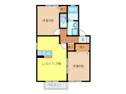 ウィンドミルズ(2LDK/1階)の間取り写真