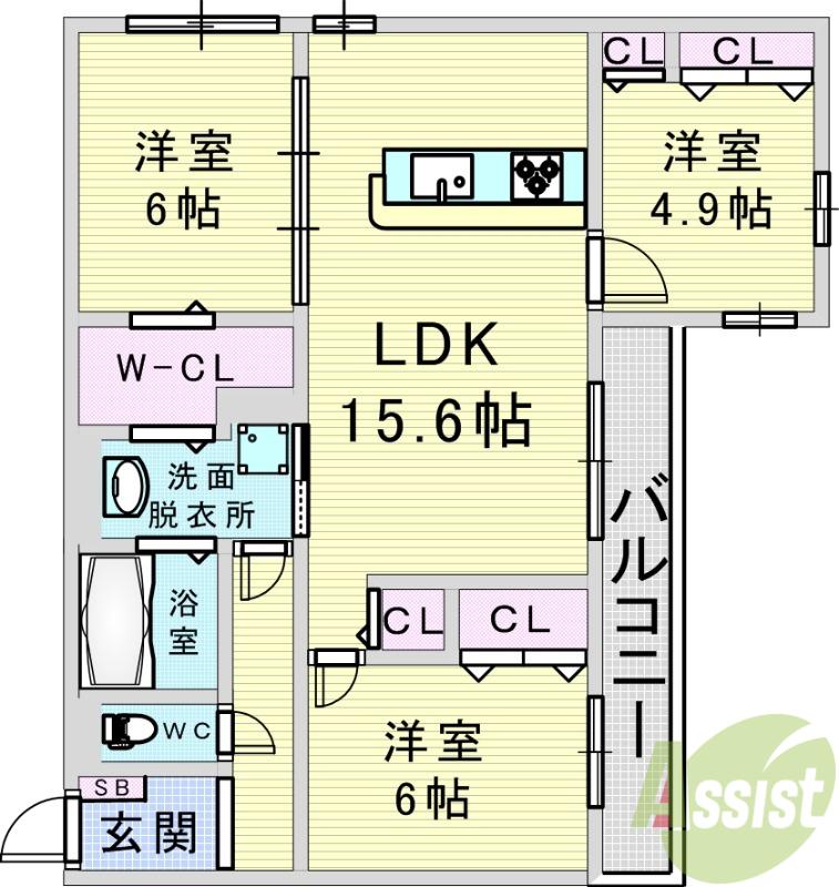BIVIO(3LDK/3階)の間取り写真