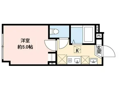 ホワイトパレット品川二葉II(1K/2階)の間取り写真