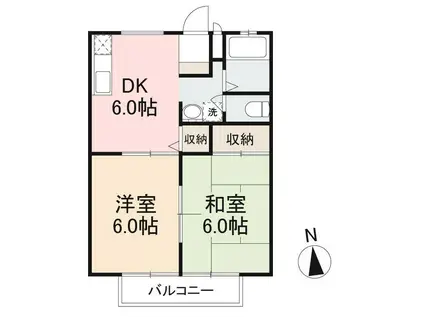 コーダガーデン C・D棟(2DK/2階)の間取り写真