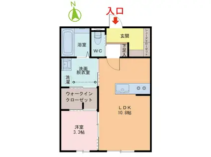 シェルブールM(1LDK/1階)の間取り写真