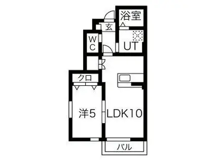 GRAND PARACE十二丁目II(1LDK/1階)の間取り写真