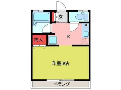 福島ハイツ(1K/1階)の間取り写真