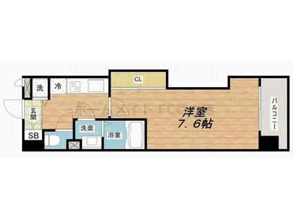 LUXE難波西III(1K/2階)の間取り写真