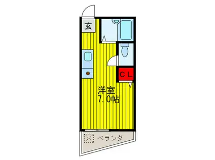 シャンティー甲斐田(ワンルーム/4階)の間取り写真