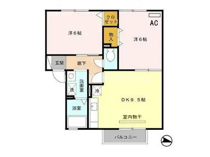 コンフォール立町 A棟(2DK/1階)の間取り写真