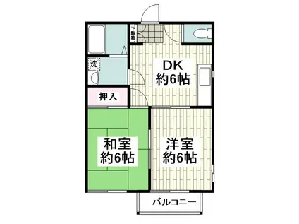 ベルメゾン桜森A(2DK/2階)の間取り写真