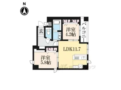 GRANDLATTICEKAWARAMA(2LDK/4階)の間取り写真