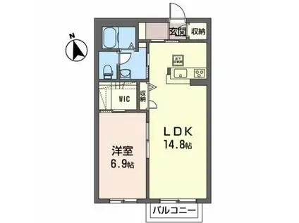 プレジール壱番館(1LDK/1階)の間取り写真