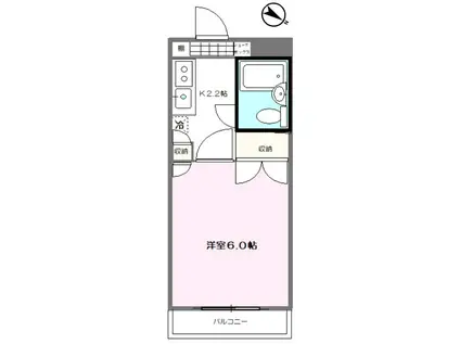 ドエル朝日(1K/2階)の間取り写真