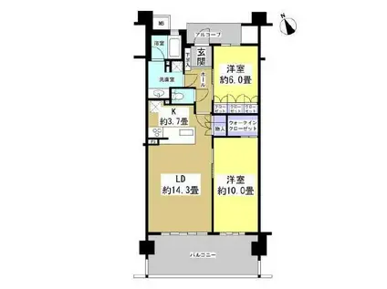 レクセル浜松弁天島(2LDK/3階)の間取り写真