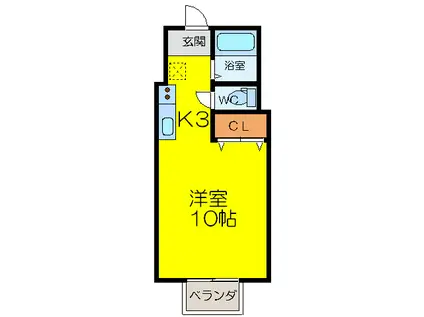 グランデール平松(1K/1階)の間取り写真