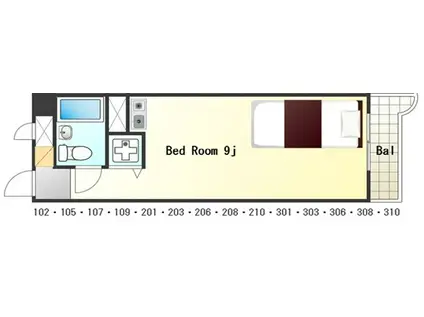 島野グリーンハイツ(ワンルーム/1階)の間取り写真