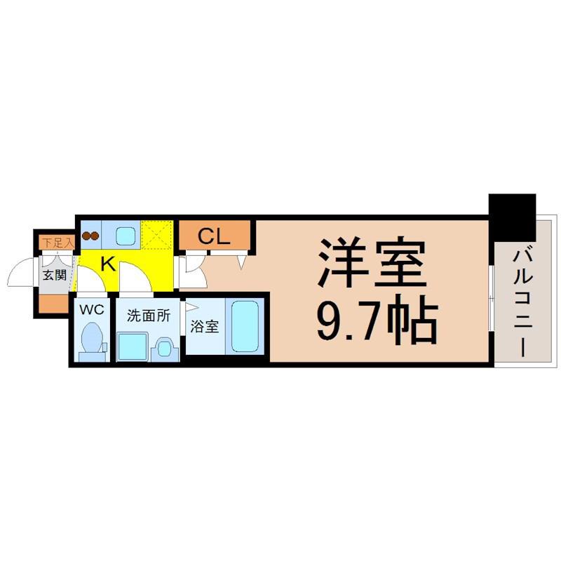 プレサンス久屋大通セントラルパーク(1K/6階)の間取り写真