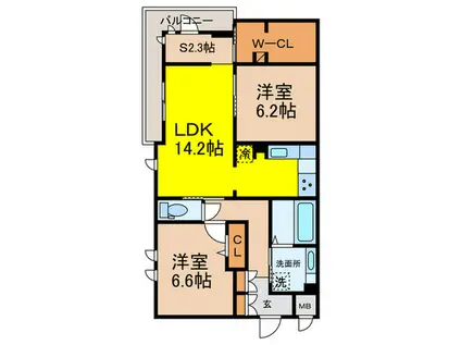 グレースコート豊中北(2SLDK/2階)の間取り写真