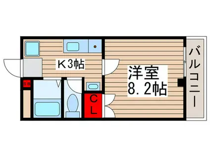 アルモ津田沼(1K/3階)の間取り写真