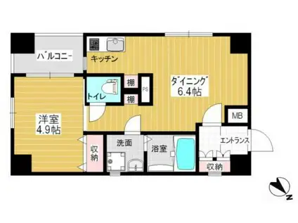 チェスターハウス猿楽町(1DK/3階)の間取り写真