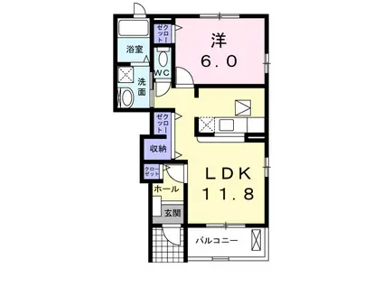 プリマ・ブリエ(1LDK/2階)の間取り写真
