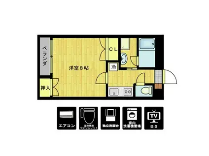 パークサイド(1K/2階)の間取り写真