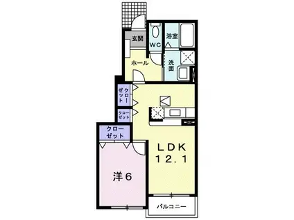 サンブライトA(1LDK/1階)の間取り写真