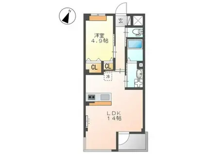 SHINE SAKAE(1LDK/3階)の間取り写真