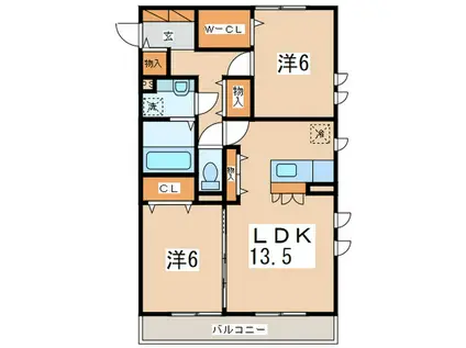 グラン レーヴI(2LDK/1階)の間取り写真
